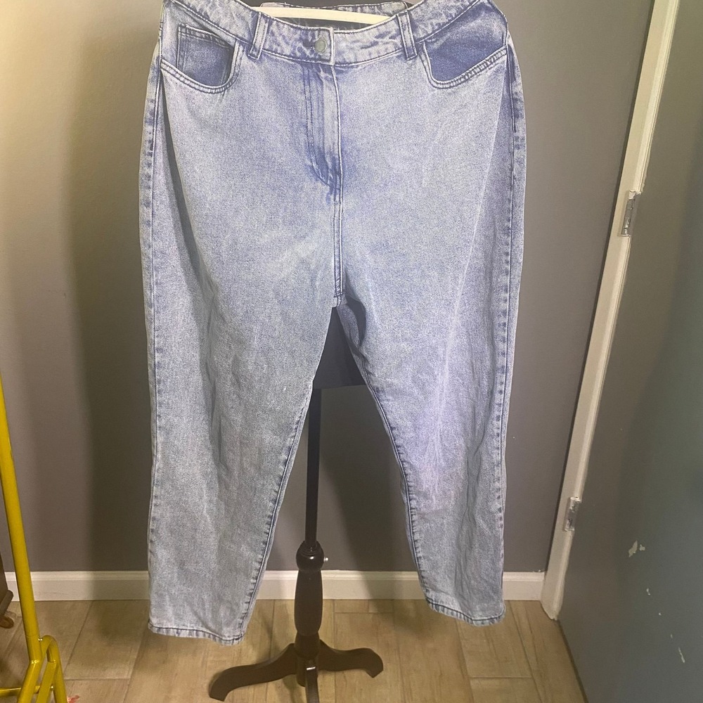 PrettyLittleThing Blue Wash Lace Up Straight Leg Jeans‎ Sz 12 NWOT